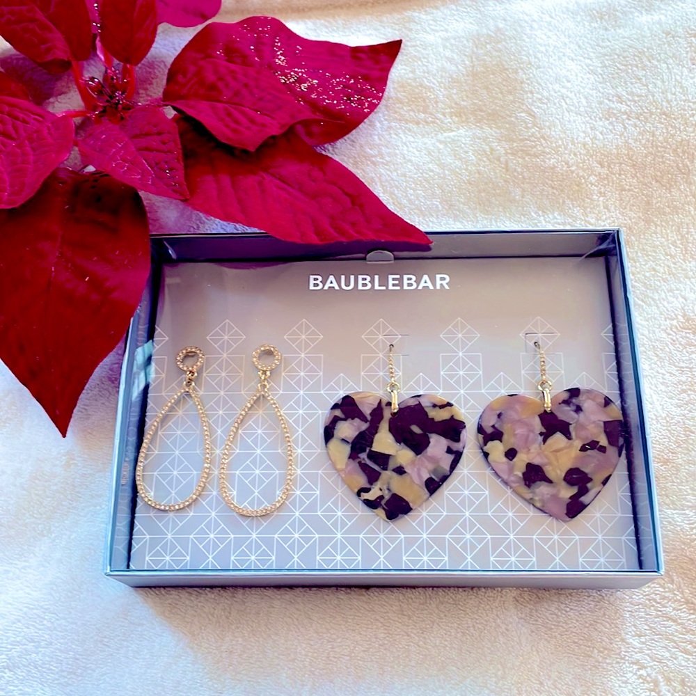 BaubleBar Earrings Set 2 Pairs in Box